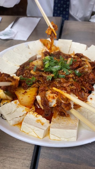Chosun Ok - Stir-Fried Pork with Tofu and Kimchi! @betterwithju - Korean Near Me - Durham, North Carolina