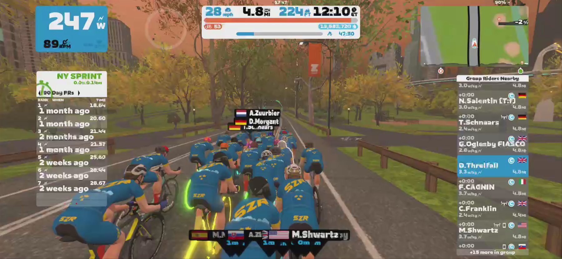 Zwift - Group Ride: SZR Funride (C) on NYC KOM After Party in New York