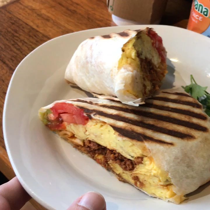 Cafe Urbano - Breakfast Burrito with chorizo YUM!! - Cafes Near Me - Chicago, Illinois
