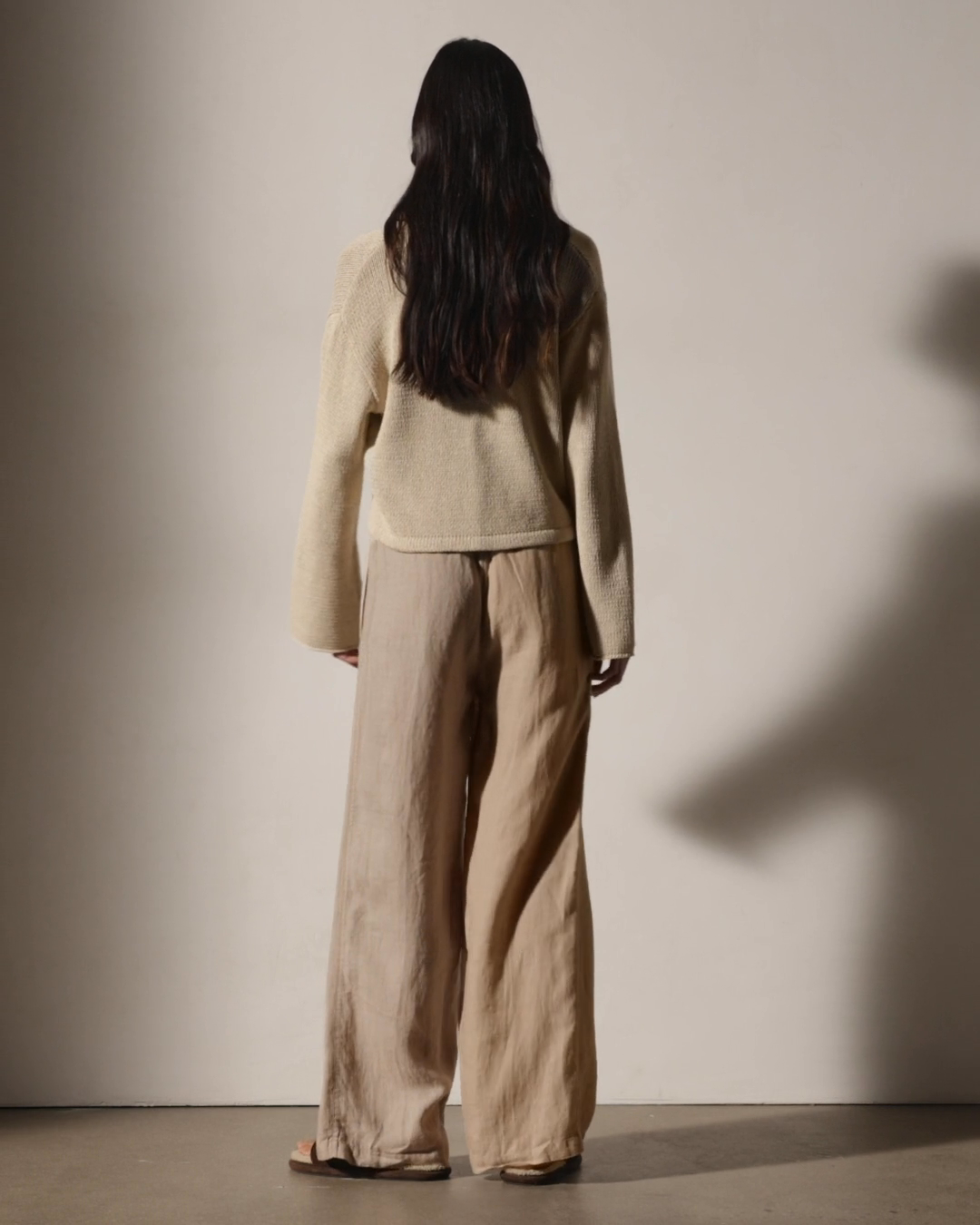 Baja Tie Front Cardigan - Natural/Tobacco | James Perse Los Angeles