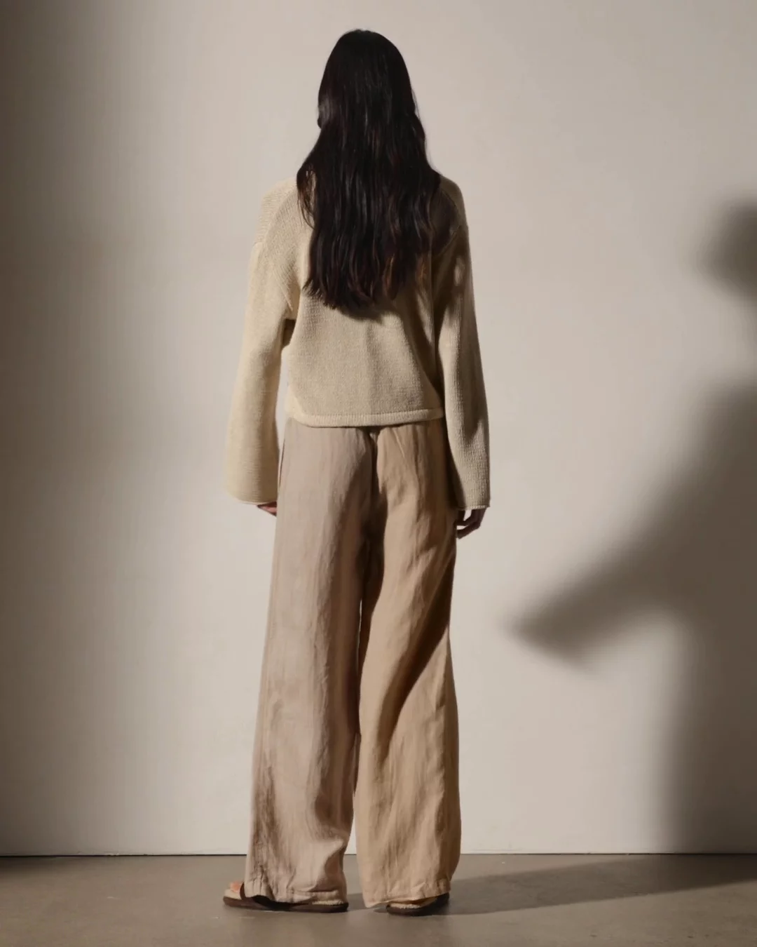 Baja Tie Front Cardigan - Natural/Tobacco | James Perse Los Angeles