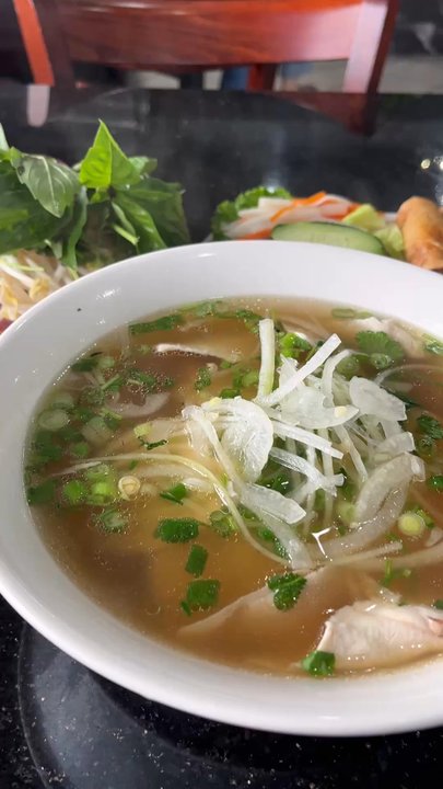 Pho An - Pho with chicken, in beef broth, veggies, and Egg rolls - Vietnamese Near Me - Richardson, Texas
