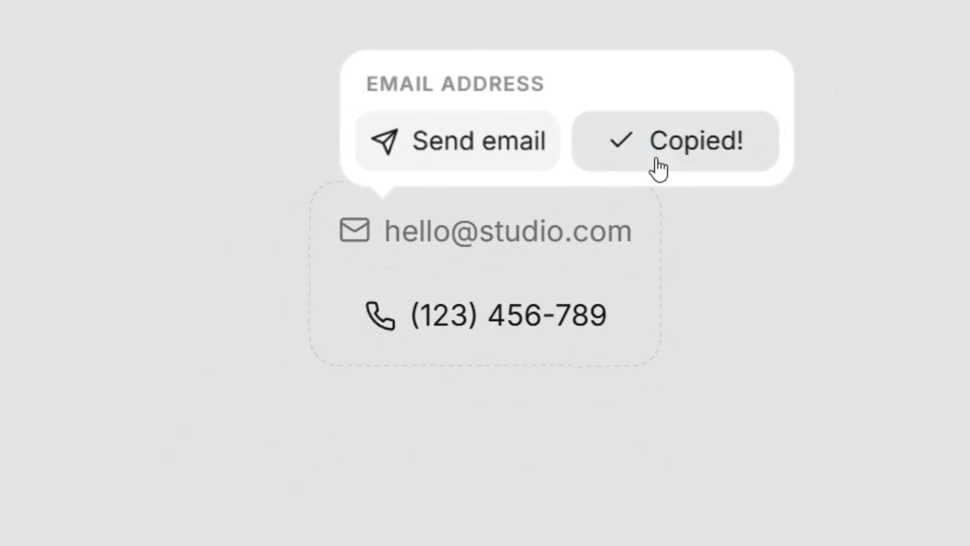 Every contact link on the web does one thing.Either it opens your mail app, or it copies the email.What if the visitor could choose? 👀Building a new Framer component. One click, two options.Would you use this on your site?