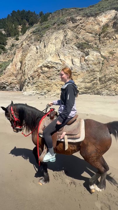 Five Brooks Ranch - Little trot at the beach - Horseback Riding Near Me - Olema, California