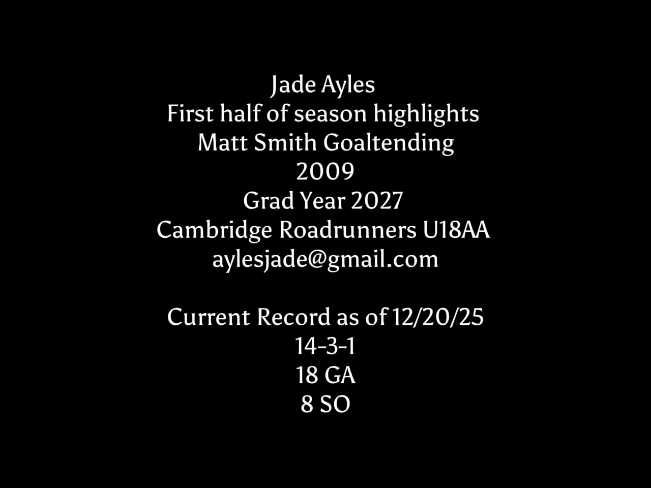 Jade Ayles: Cambridge Roadrunners U18 AA Season 25/26 Highlights