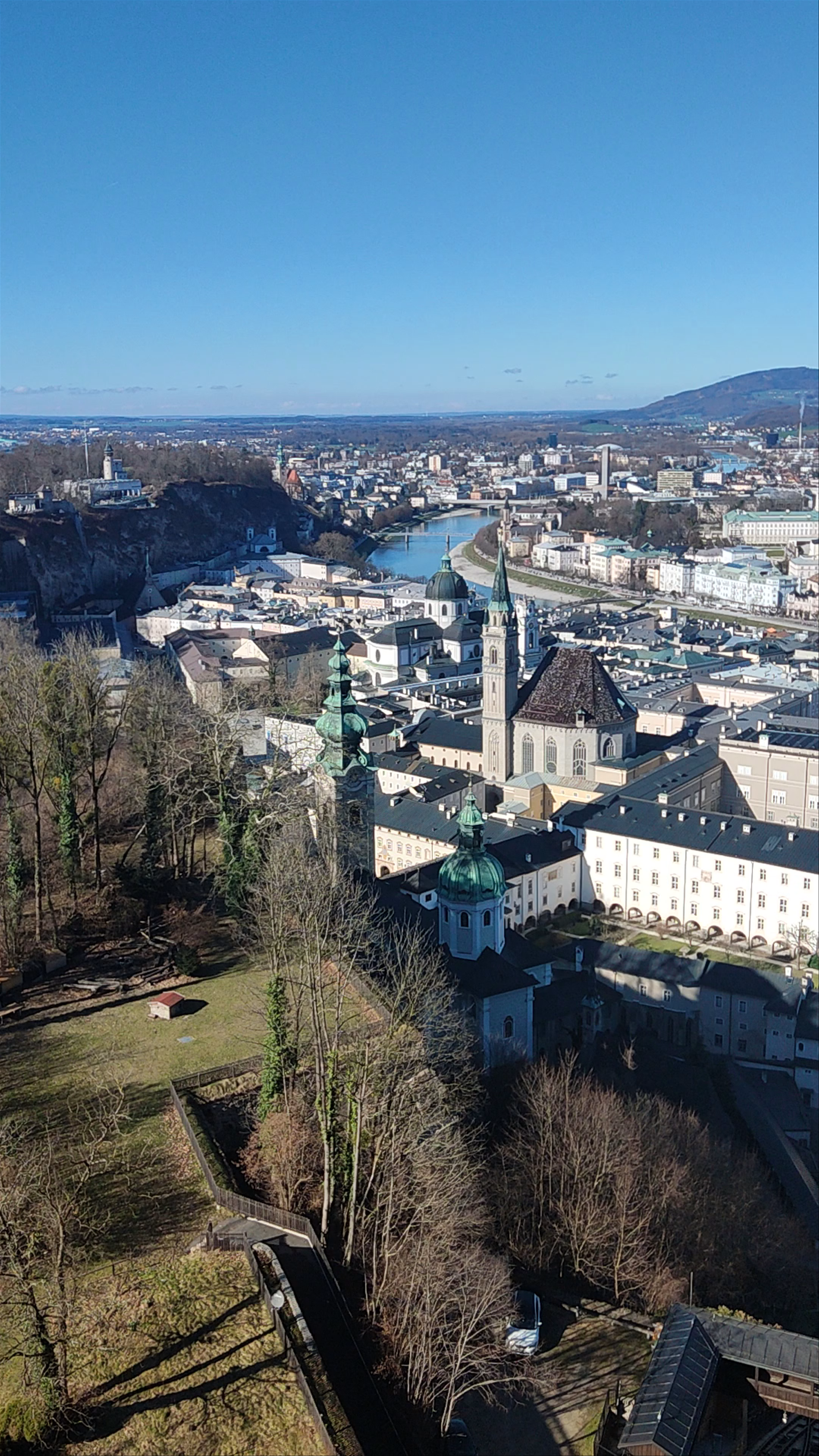 Aerial Panorama of Historic Salzburg from Reckturm Tower