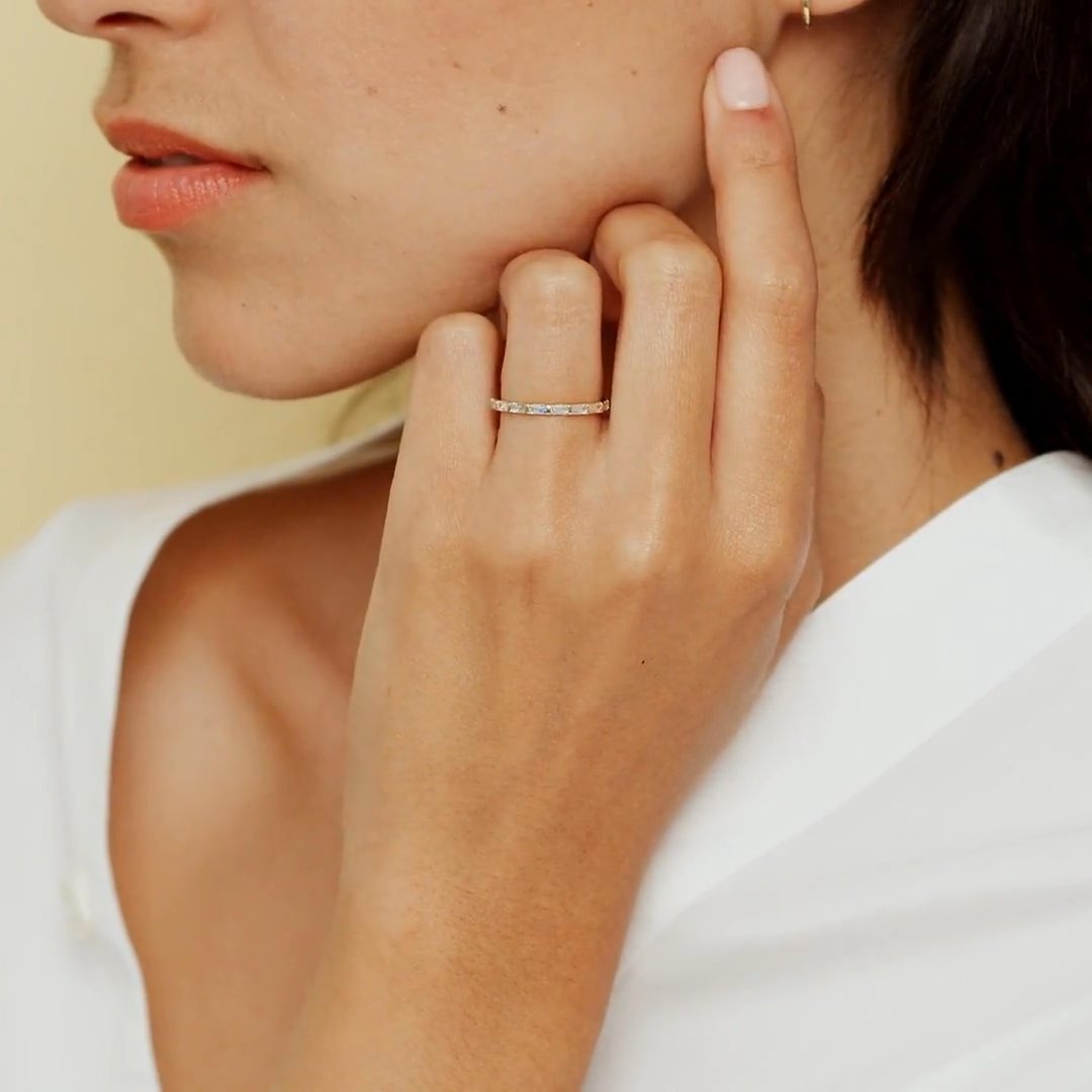 The Baguette Bar Band | Baguette | 18k | Yellow Gold | bandStyle: full