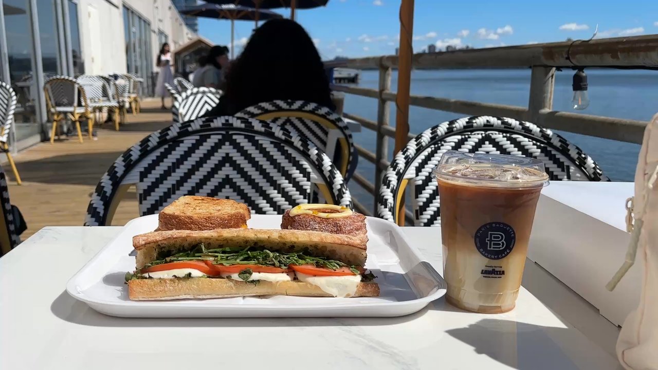Paris Baguette - Food on the waterfront patio deck at Paris Baguette Edgewater NJ - Bakeries Near Me - Edgewater, New Jersey