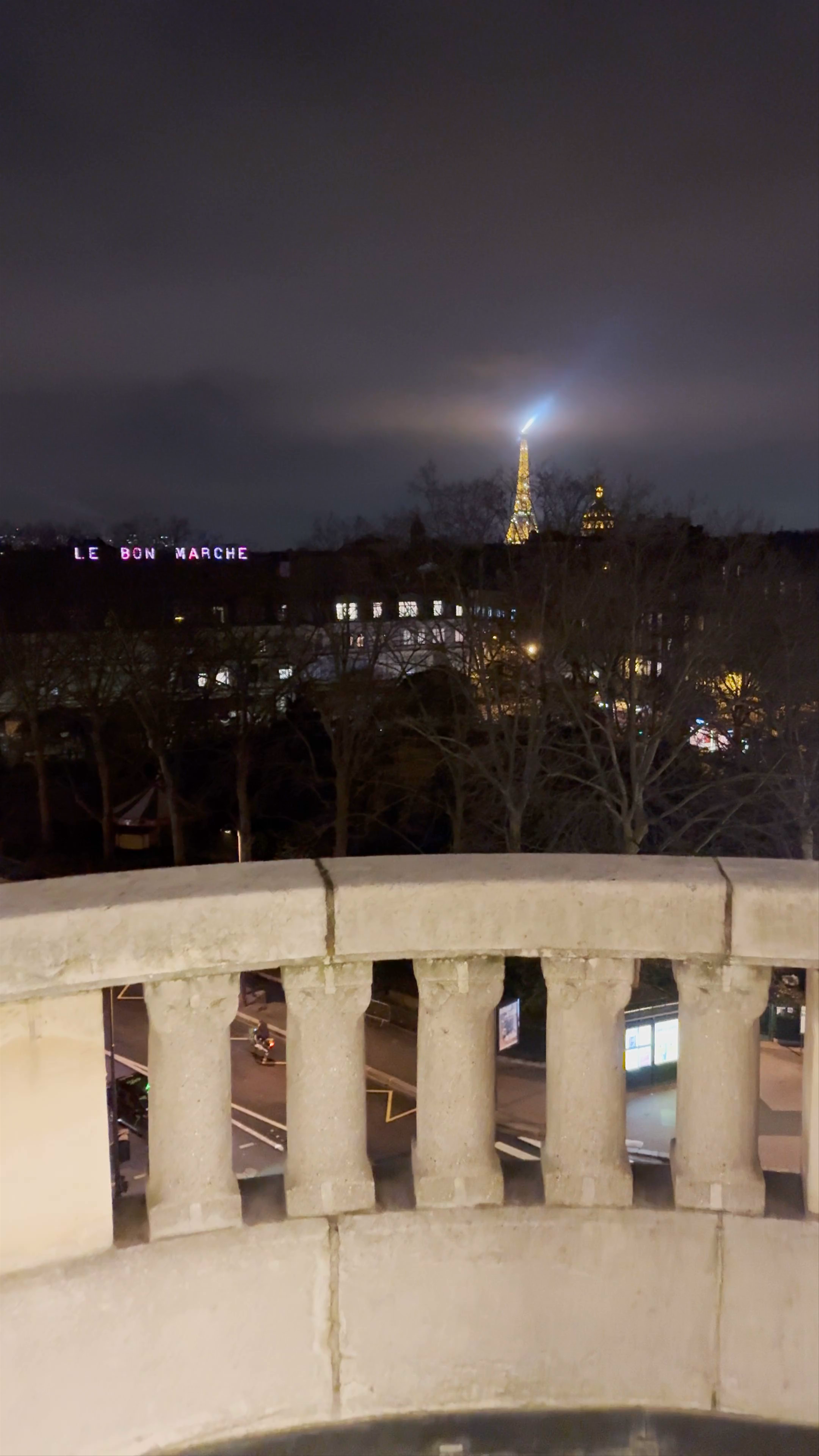 Magical Night View of Eiffel Tower from Hôtel Lutetia, Paris
