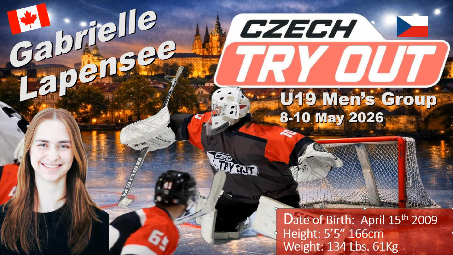 Gabrielle Lapensee: Elite Skating & Saves during the Czech Try-Out U19 Men's Group Showcase 2026