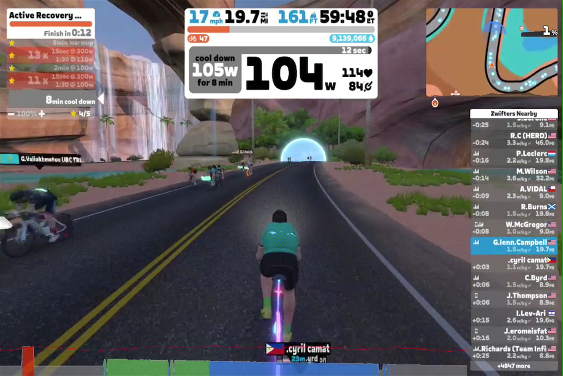 Zwift - Active Recovery w/short sprints in Watopia