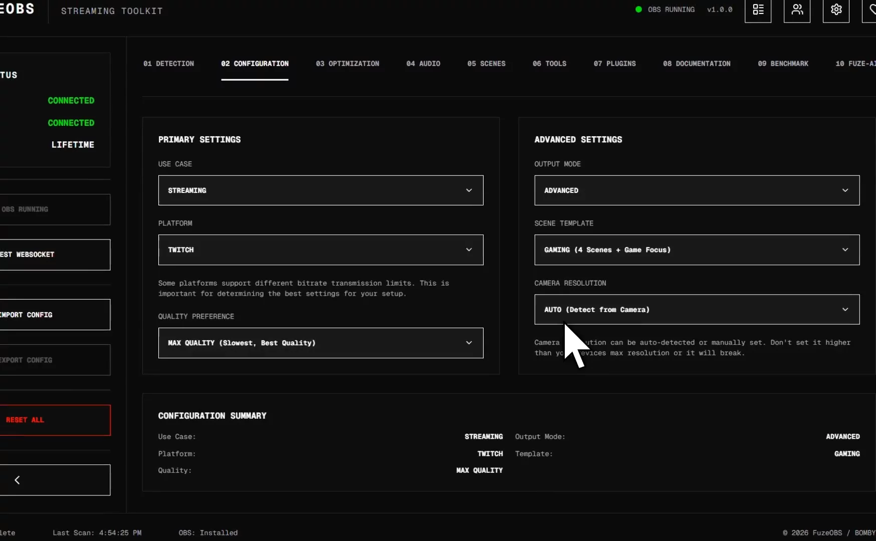 FuzeOBS - Intelligent OBS Configuration image 1