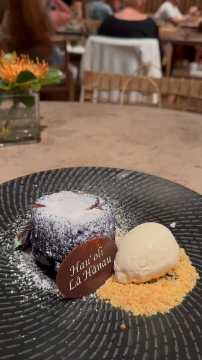 HāLani - UBE SHOKUPAN BREAD PUDDING WITH MILK ICE CREAM - Cocktail Bars Near Me - Waimea, Hawaii