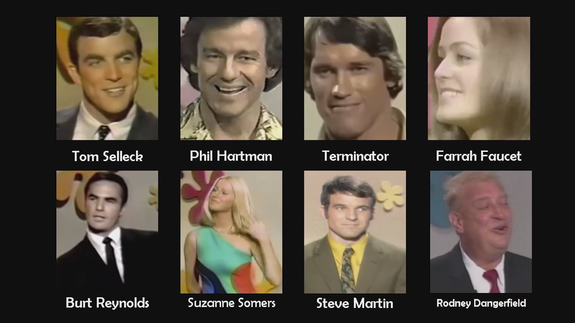 A television broadcast presents a montage of iconic 1970s celebrities, culminating in a featured musical performance by a young Michael Jackson.