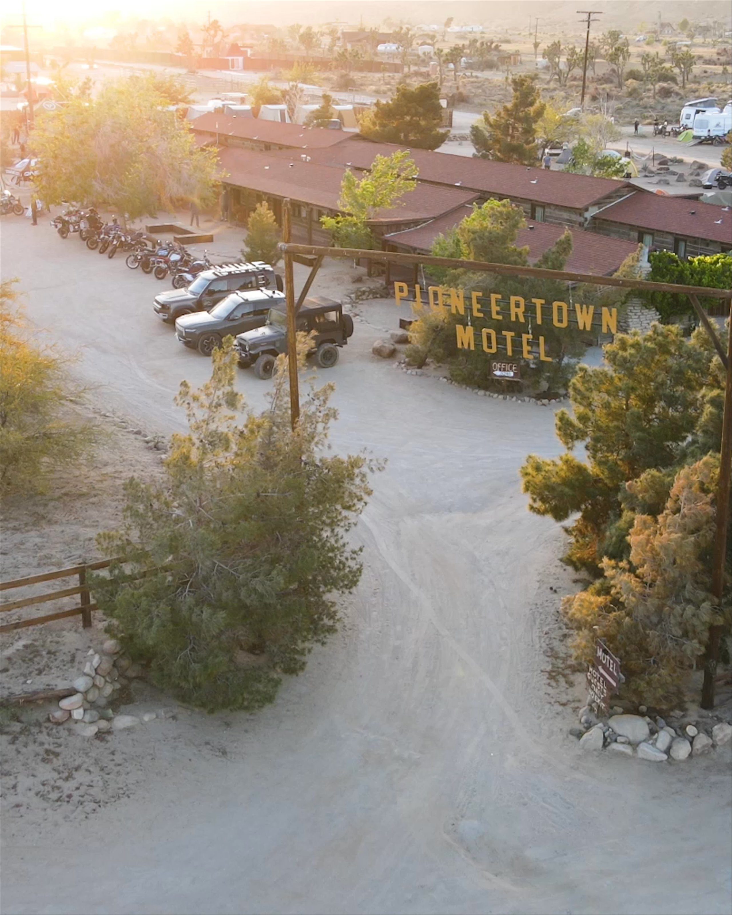 Aerial view of Pioneertown during Aether Rally