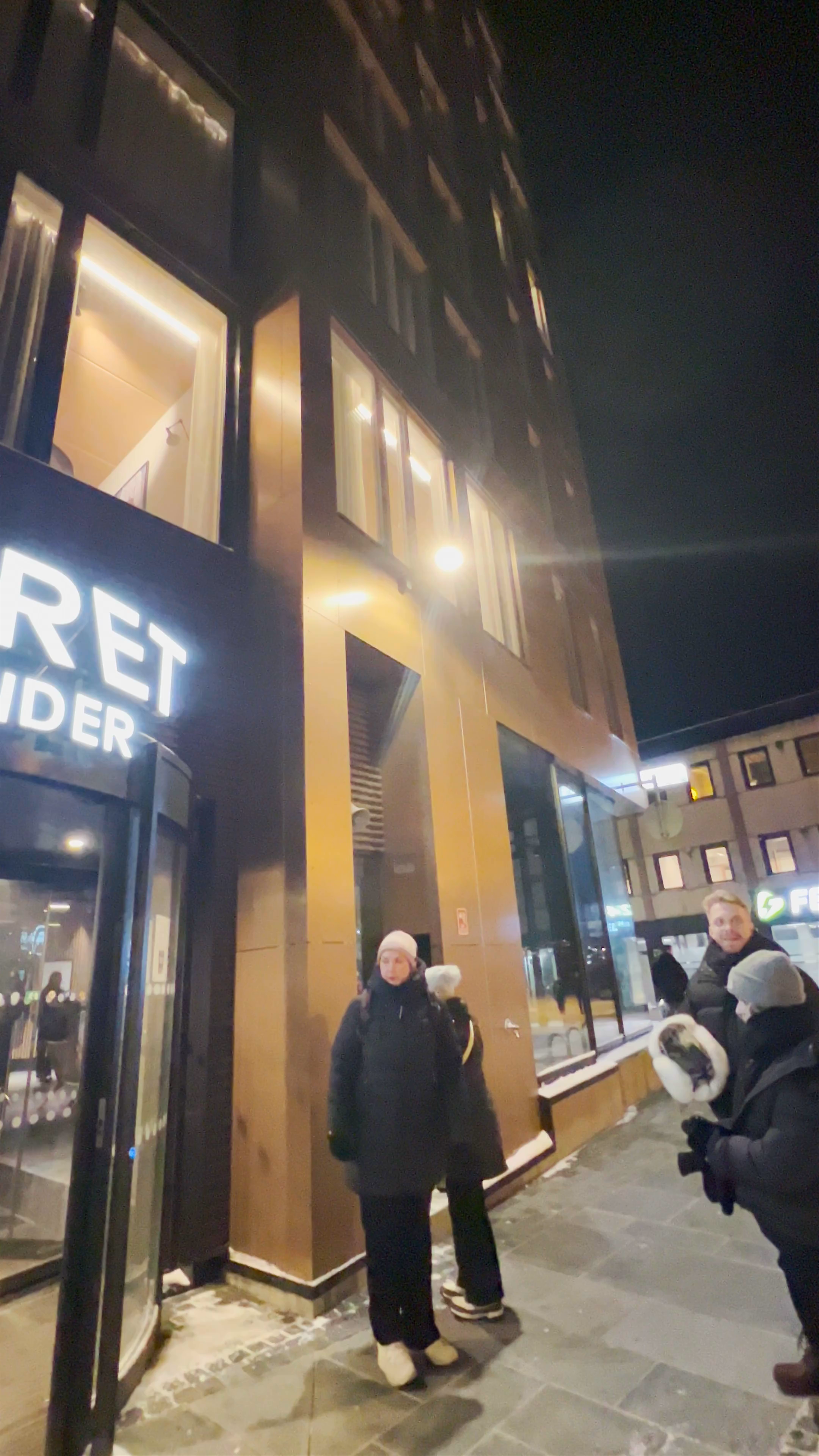 Night Entrance at Skaret By Vander Hotel, Tromsø