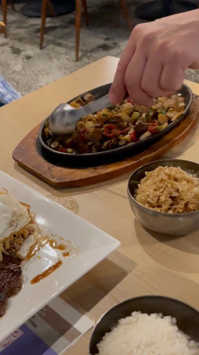 Purple Patch - Mixing egg into Sisig - Filipino Near Me - Washington, DC, District of Columbia