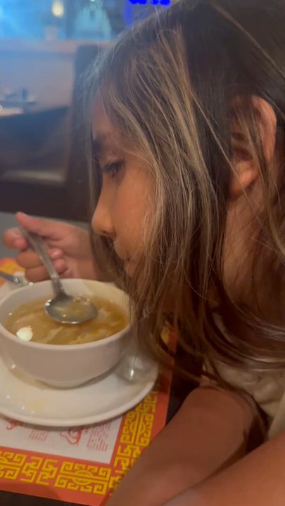 Spring Garden - Mila loving the egg flower soup. - Chinese Near Me - Ventura, California