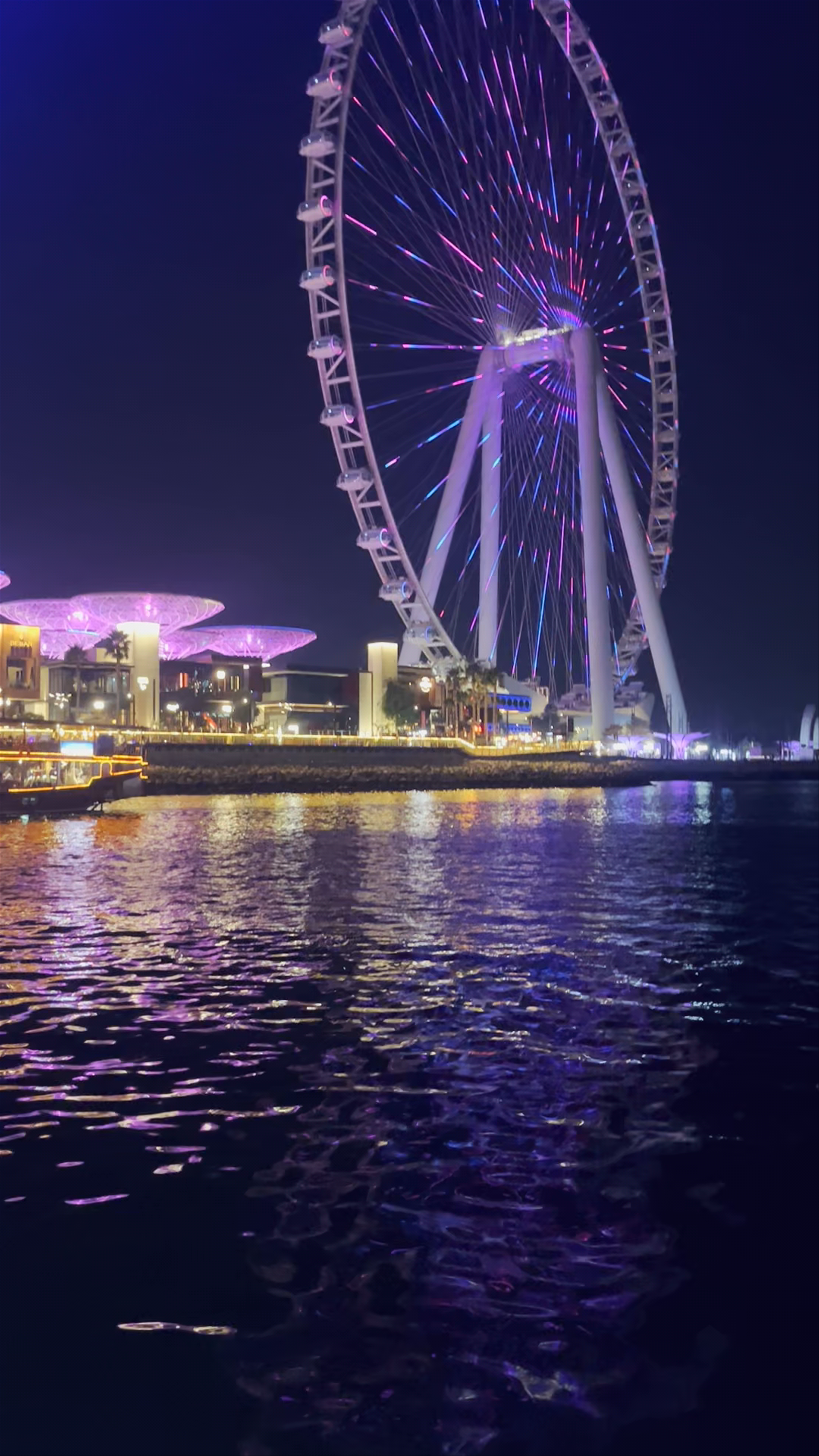 Magical Night at Marina Beach, Dubai - Illuminated Ferris Wheel & Waterfront Dining