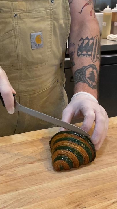 Leviathan Bakehouse - Peek inside the pistachio croissant - Bakeries Near Me - Indianapolis, Indiana