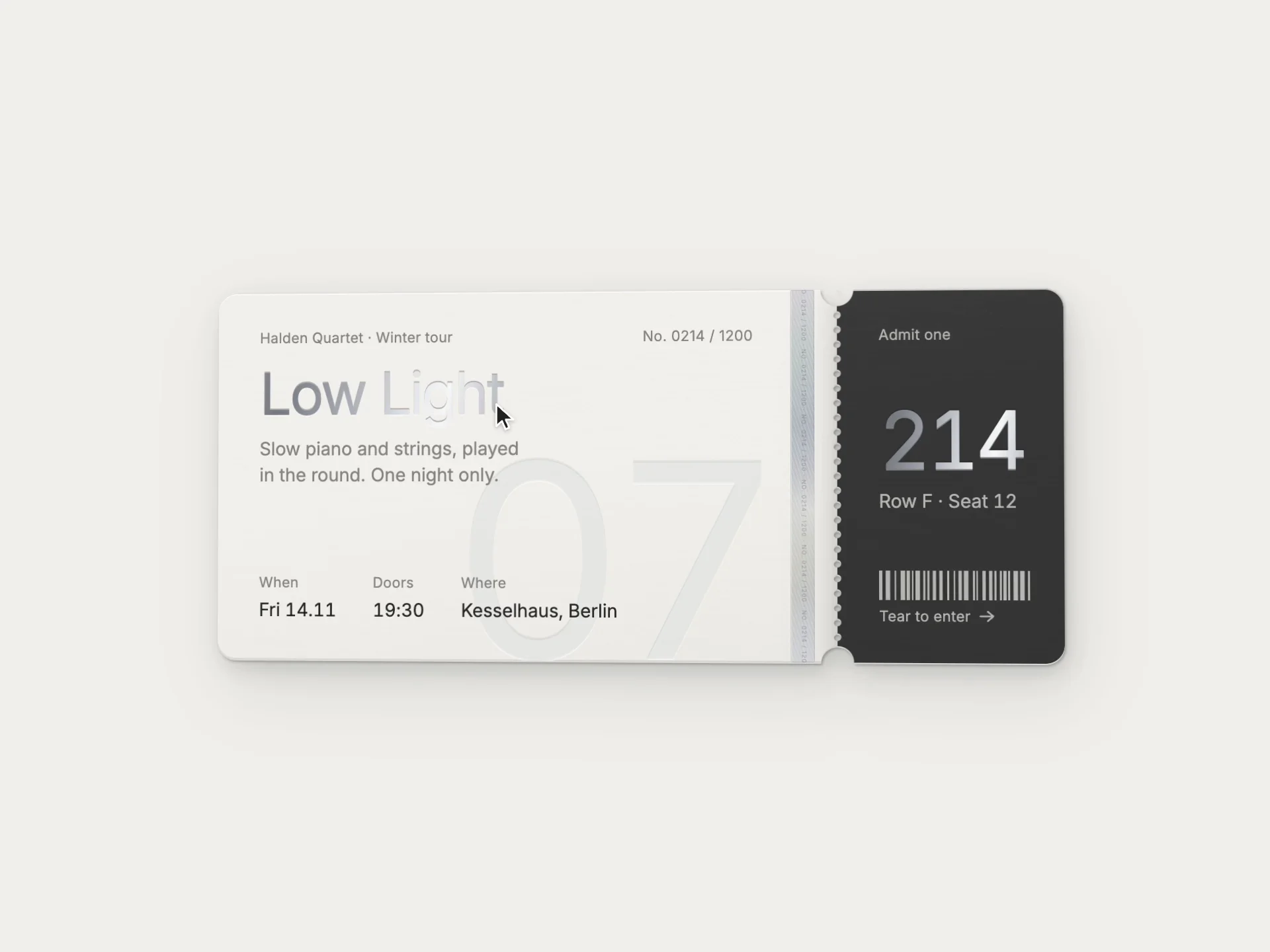 day 19/100 of design engineering things in @Framer made a shiny ticket that you can tear