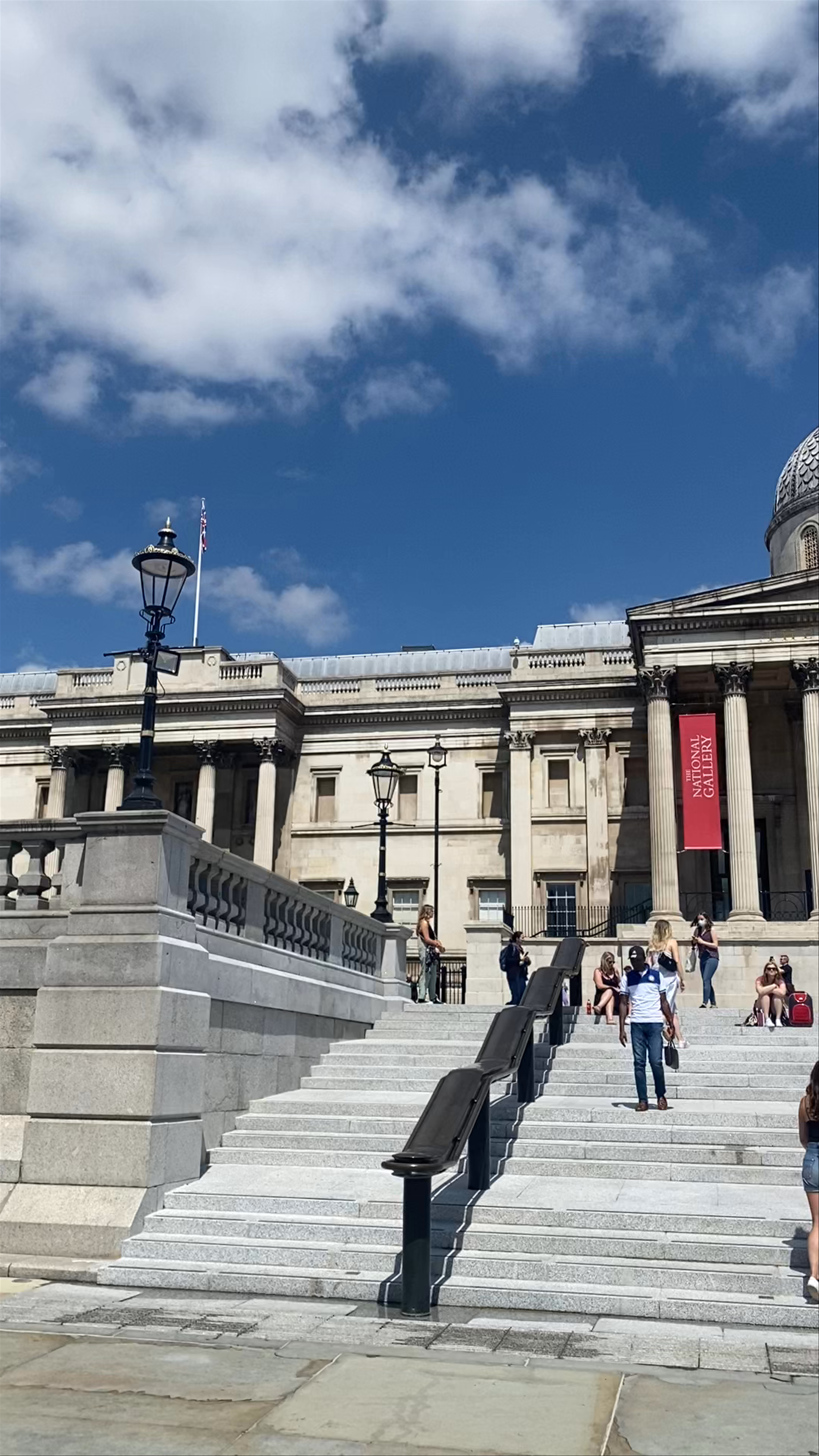 A Sunny Day at the National Gallery, Trafalgar Square, London
