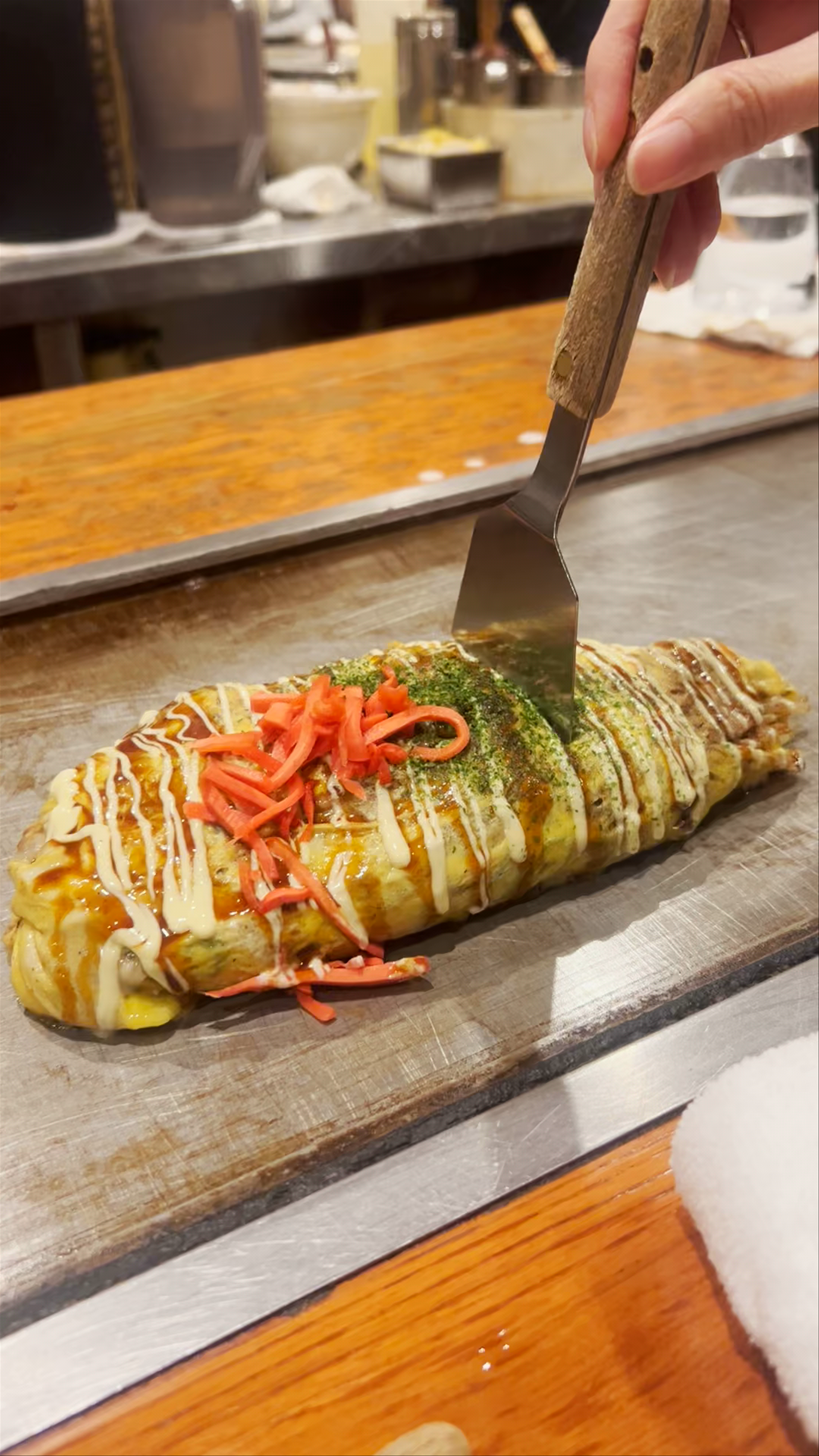 Savoring Okonomiyaki at Fukutaro Okonomiyaki in Osaka