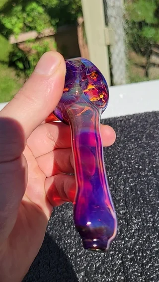 Preview pic of 3 hole hash pipe. full color bubble hash spoon #7 amber purplicious