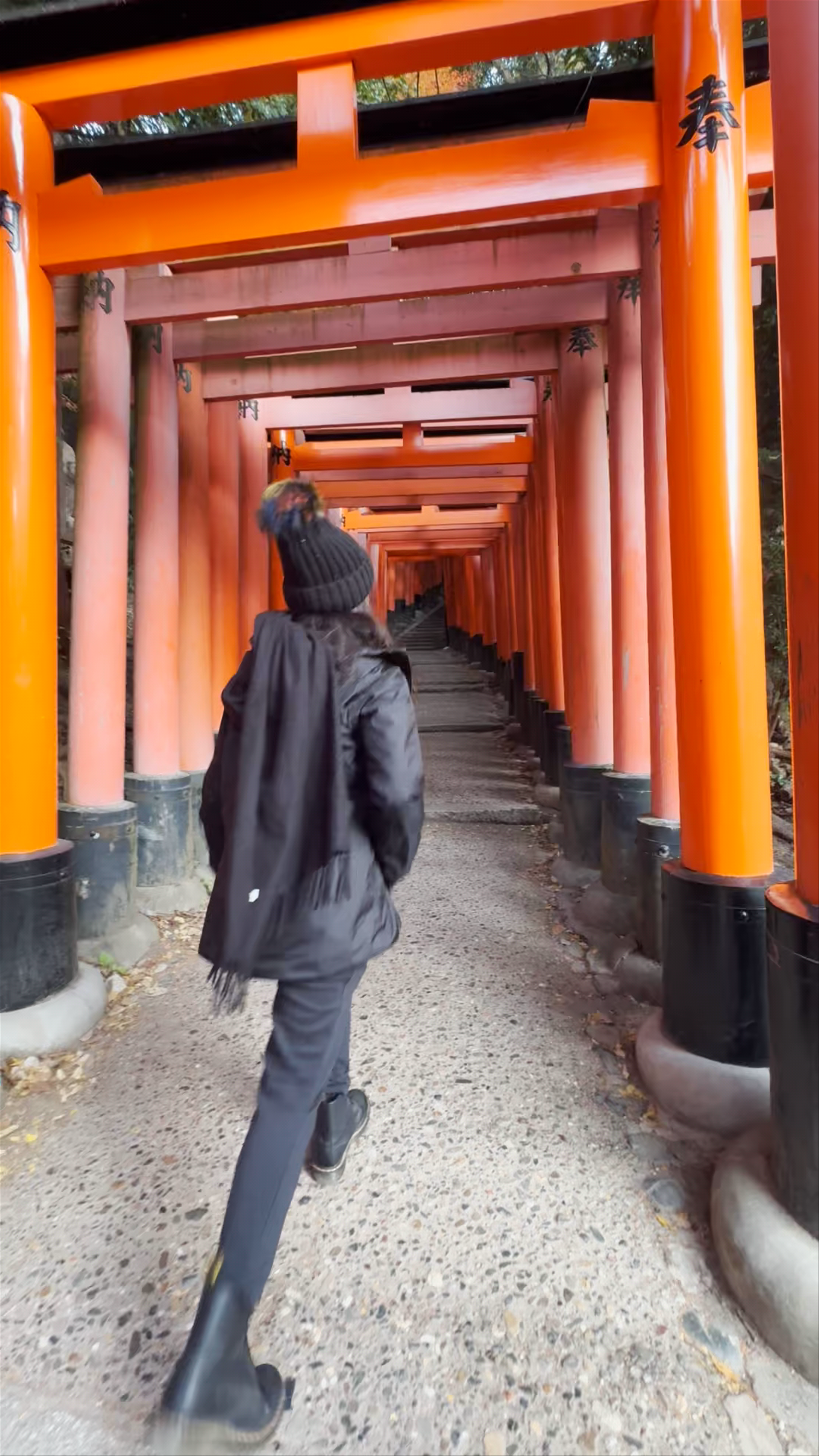 Winter Walk Through the Iconic Torii Gates of Fushimi Inari Taisha, Kyoto