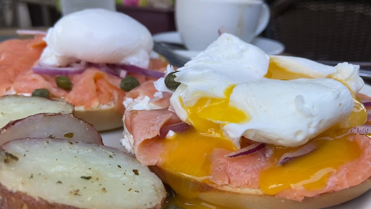 Cafe Demetrio - Smoked Benny Benedict with the hollandaise on the side. That's what I like - Coffee & Tea Near Me - Coral Gables, Florida
