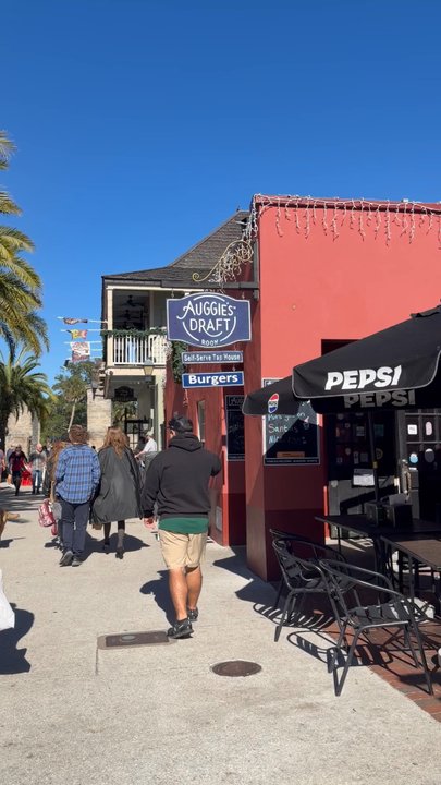 Auggie's Draft Room - Entrance and outdoor seating - Sports Bars Near Me - Saint Augustine, Florida