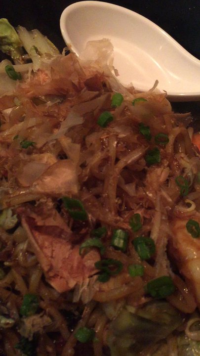 Robata Maplewood - Moving fish flakes on seafood noodles - Was it the steam? Yes it was fishy but tasty. - Sushi Bars Near Me - Maplewood, Missouri