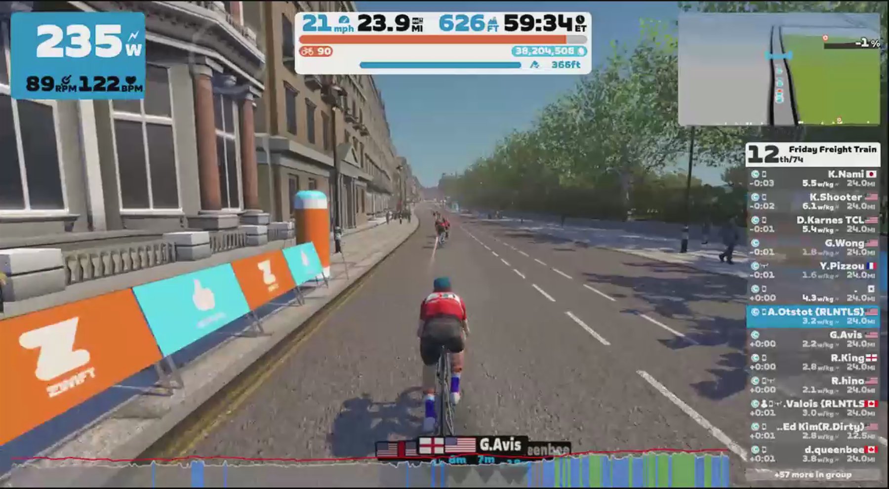 Zwift - Group Ride: Friday Freight Train (C) on Greater London Flat in London