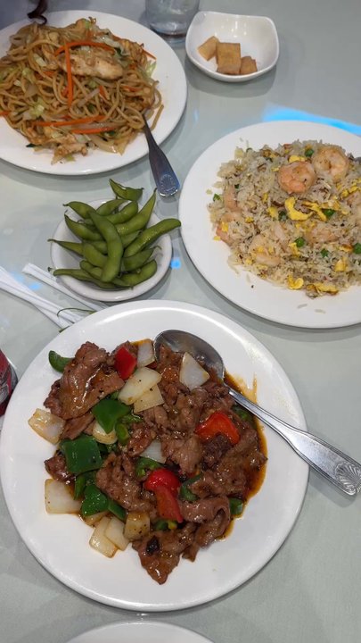 Taibat - hot pepper beef, shrimp fried rice, chicken chow mein, laghman, green beans - Halal Near Me - Artesia, California