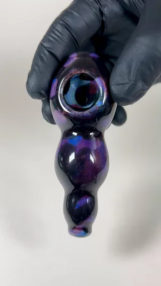Preview pic of Bulbous Pipe - 4.25 Inches - Ceramic - Black, Blue and Purple - FREE SHIPPING!