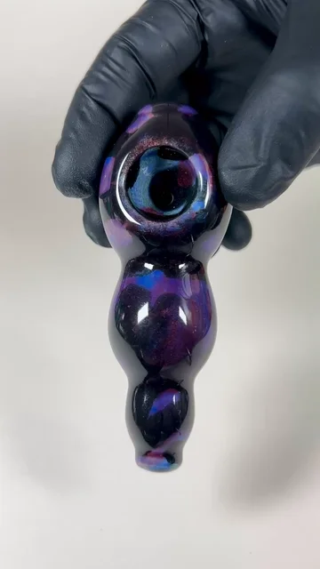 Preview pic of Bulbous Pipe - 4.25 Inches - Ceramic - Black, Blue and Purple - FREE SHIPPING!