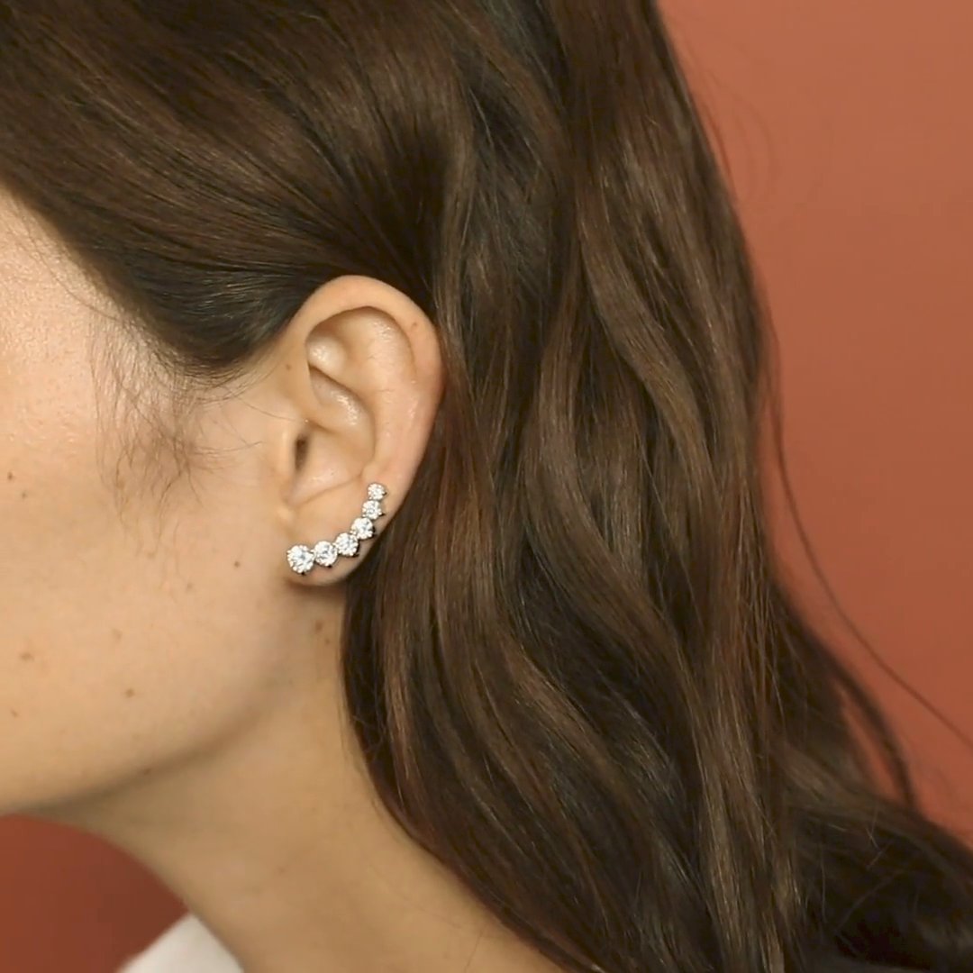 VRAI Ear Climber | Round Brilliant | 14k | Rose Gold | diamondCount: 6 | side: left