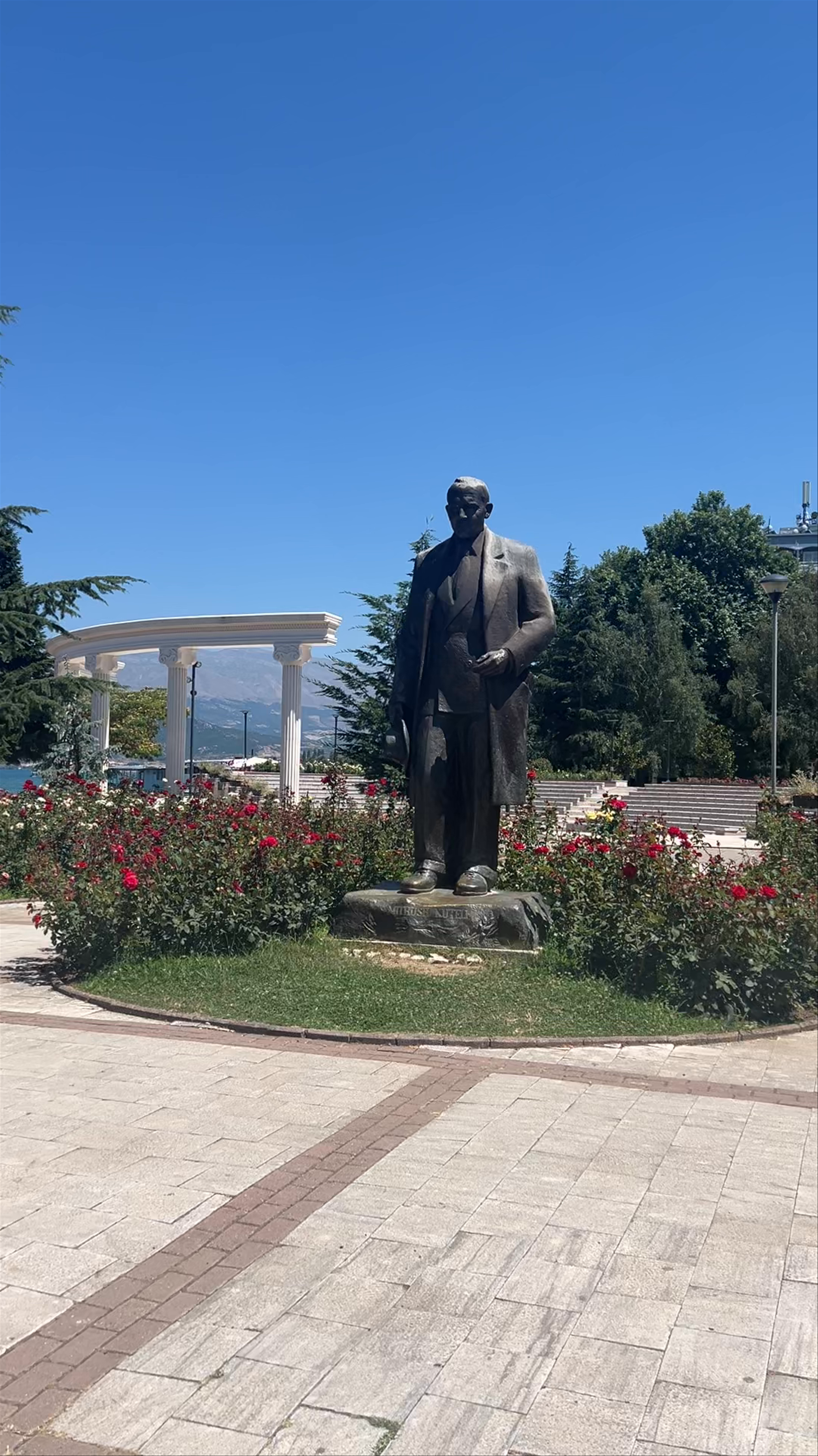 Sheshi Odeoni: Serene Statue Garden Overlooking Lake Pogradec