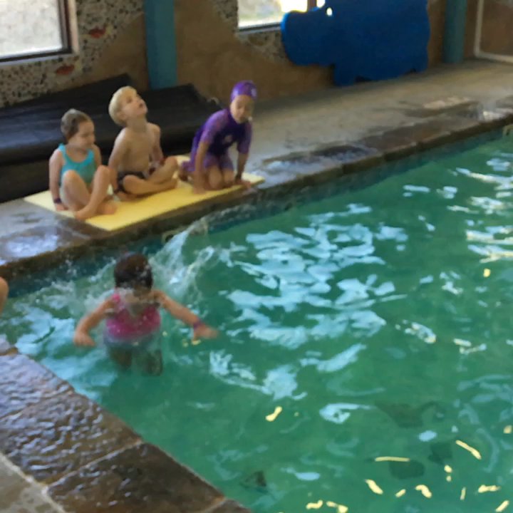 Flow Aquatics - A 3-year old girl jumping into the 6-ft deep end... - Swimming Lessons/Schools Near Me - Boise, Idaho