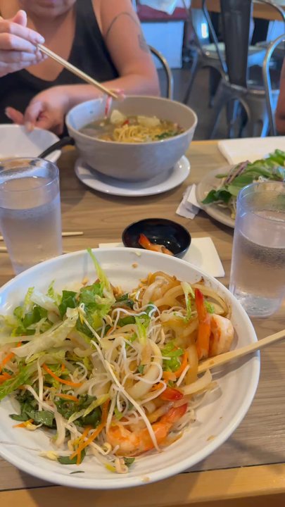 Pho Noodle Bar - I had already eaten a little bit of my bowl but it was well presented before that! - Vietnamese Near Me - Kihei, Hawaii