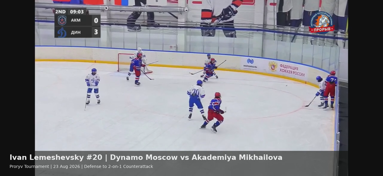 Ivan Lemeshevsky #20 — Defense to 2-on-1 Counterattack vs Akademiya Mikhailova | Proryv Tournament