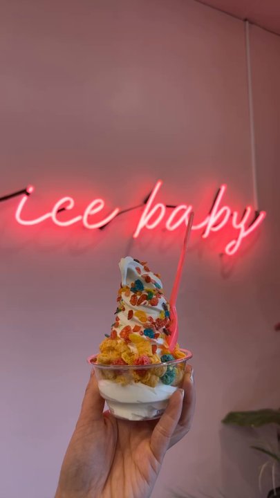 CREAM Soft Serve Bar - Lychee soft serve with fruity pebbles and captain crunch - Desserts Near Me - Kent, Washington