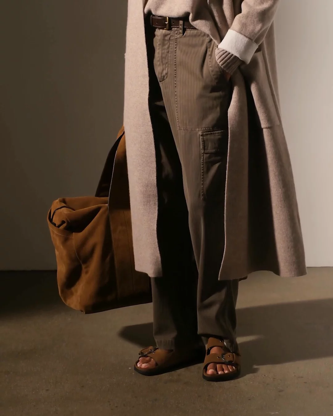 Cashmere Shawl Collar Coat - Coyote/Pearl | James Perse Los Cashmere Shawl Collar Coat - Coyote/Pearl | James Perse Los