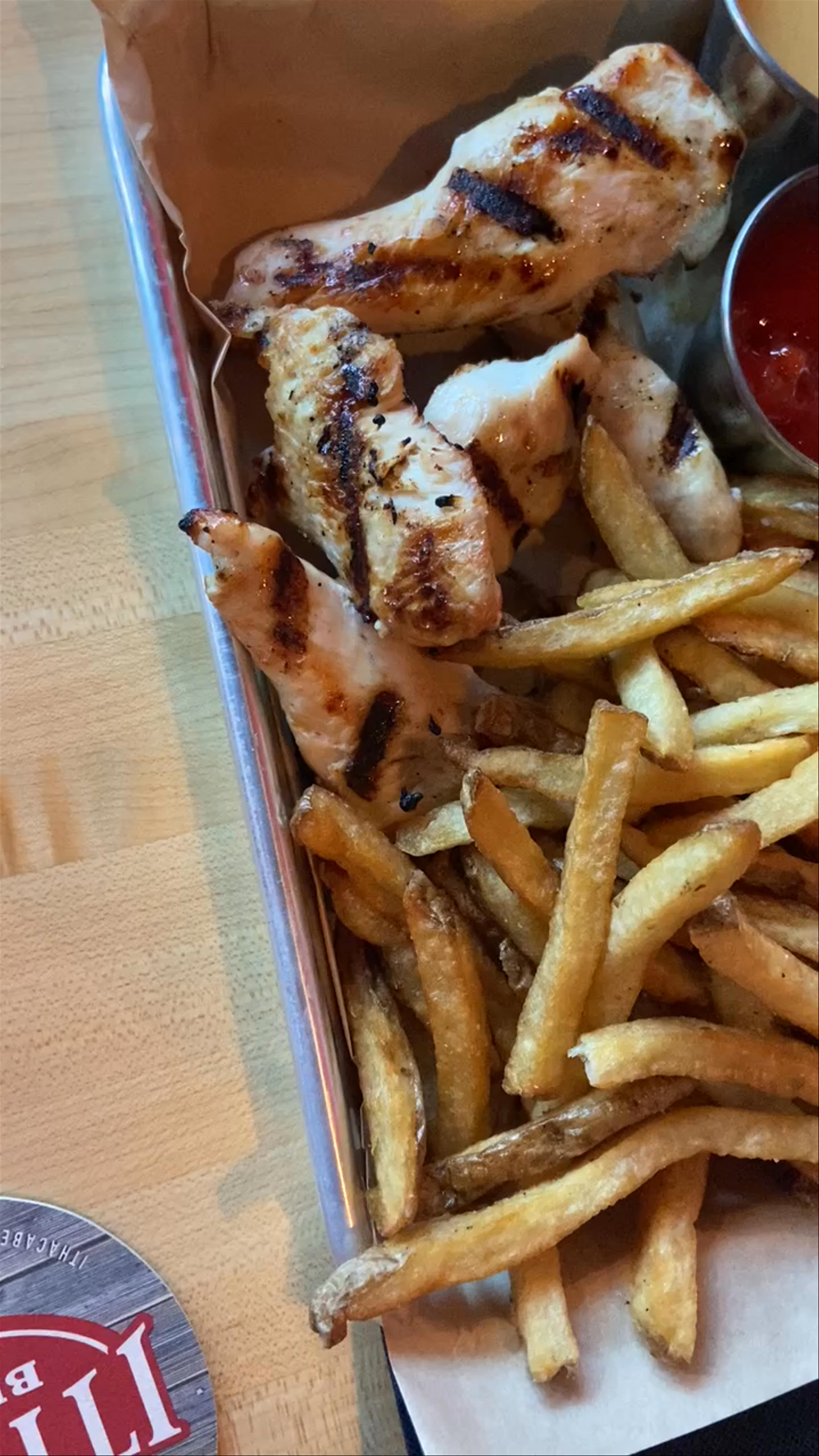 Tasty Grilled Chicken and Crispy Fries at Ithaca Beer Co.