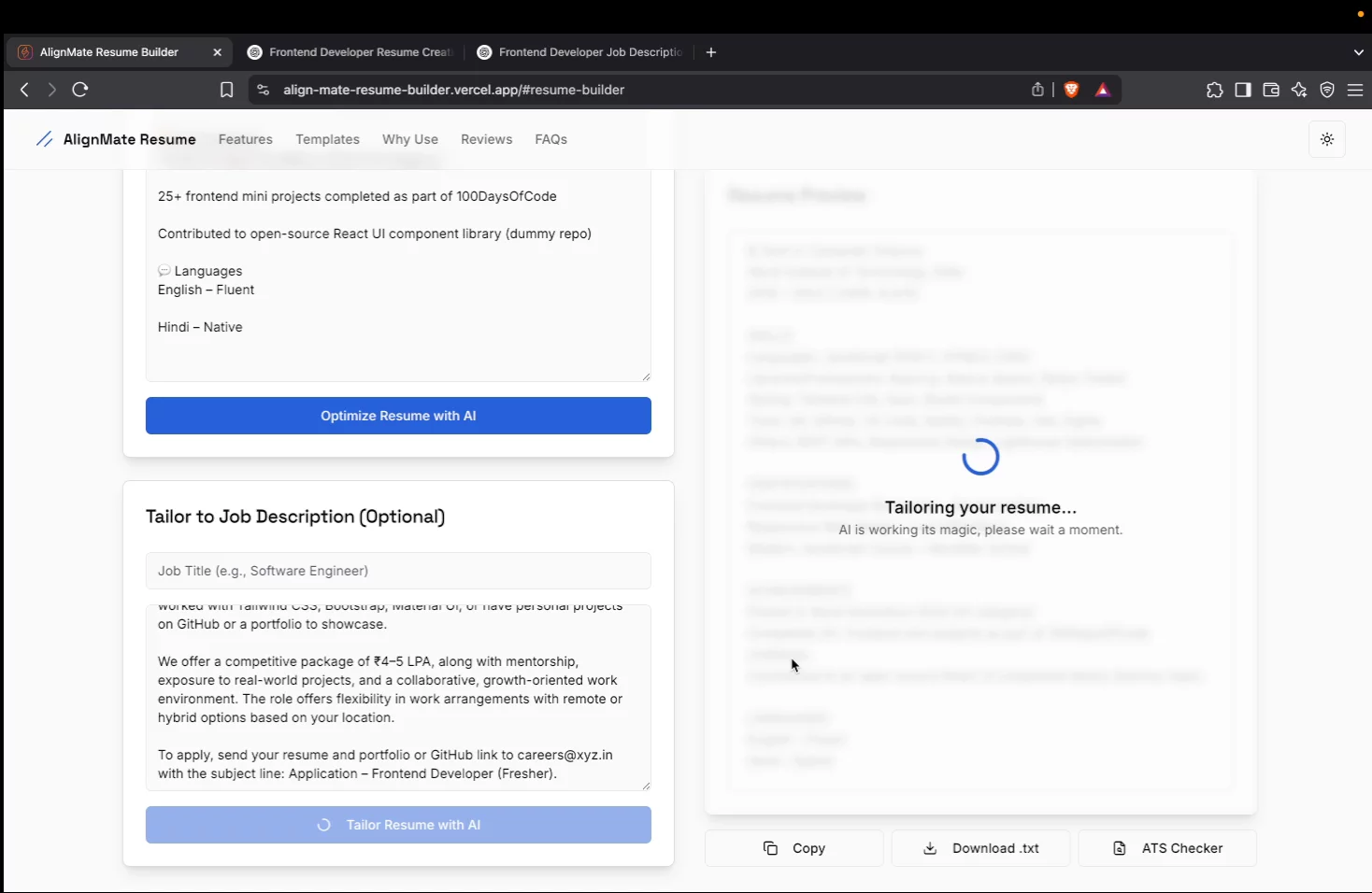 AlignMate Resume Builder image 1