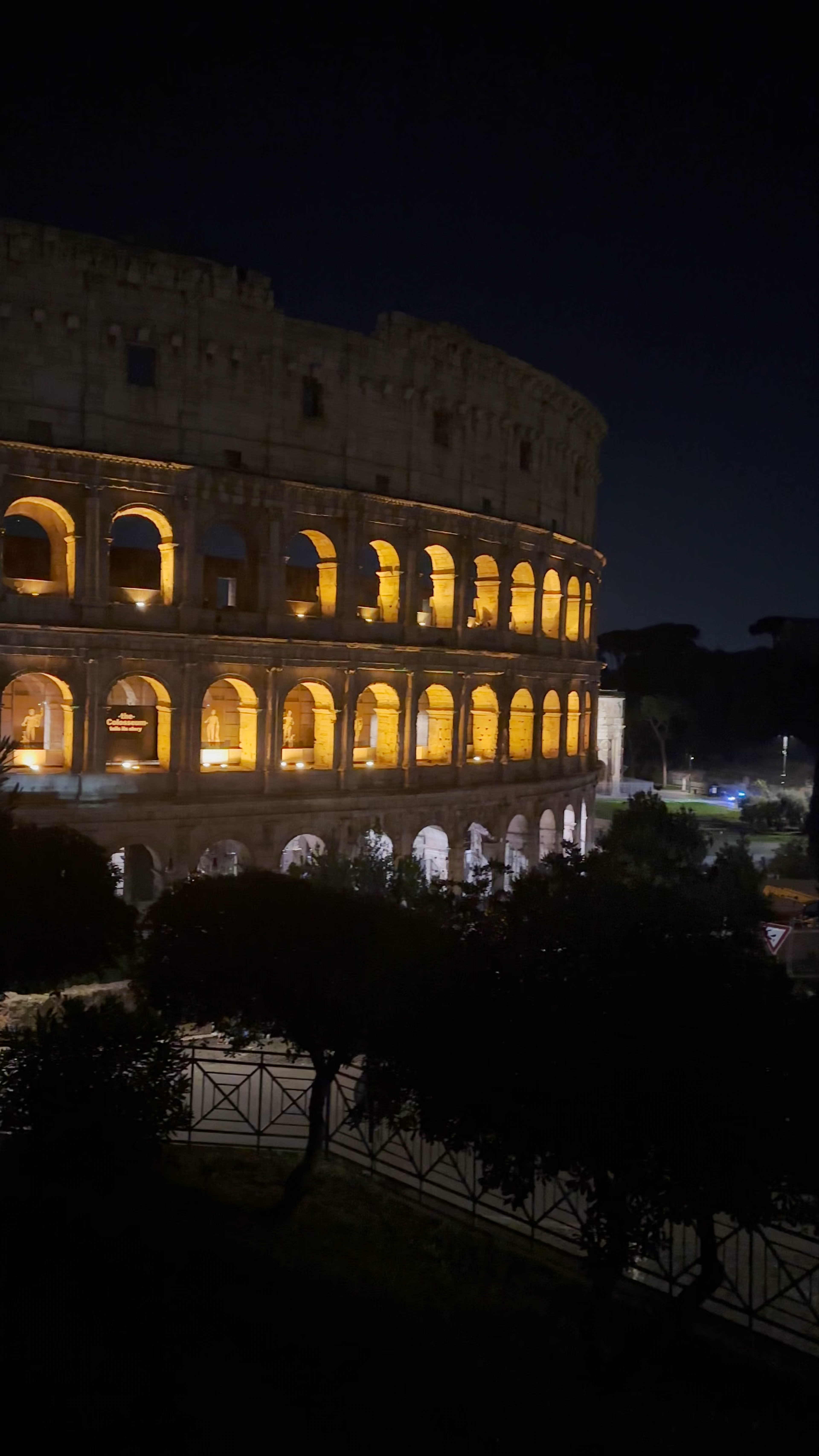 Romantic Night View of the Colosseum from Giardinetto del Monte Oppio, Rome