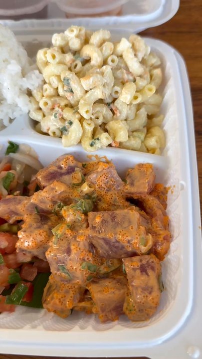 Monarch Poke - Kalua Pork, Spicy Ahi Poke, and Lomi Salmon Plate - Hawaiian Near Me - Aiea, Hawaii