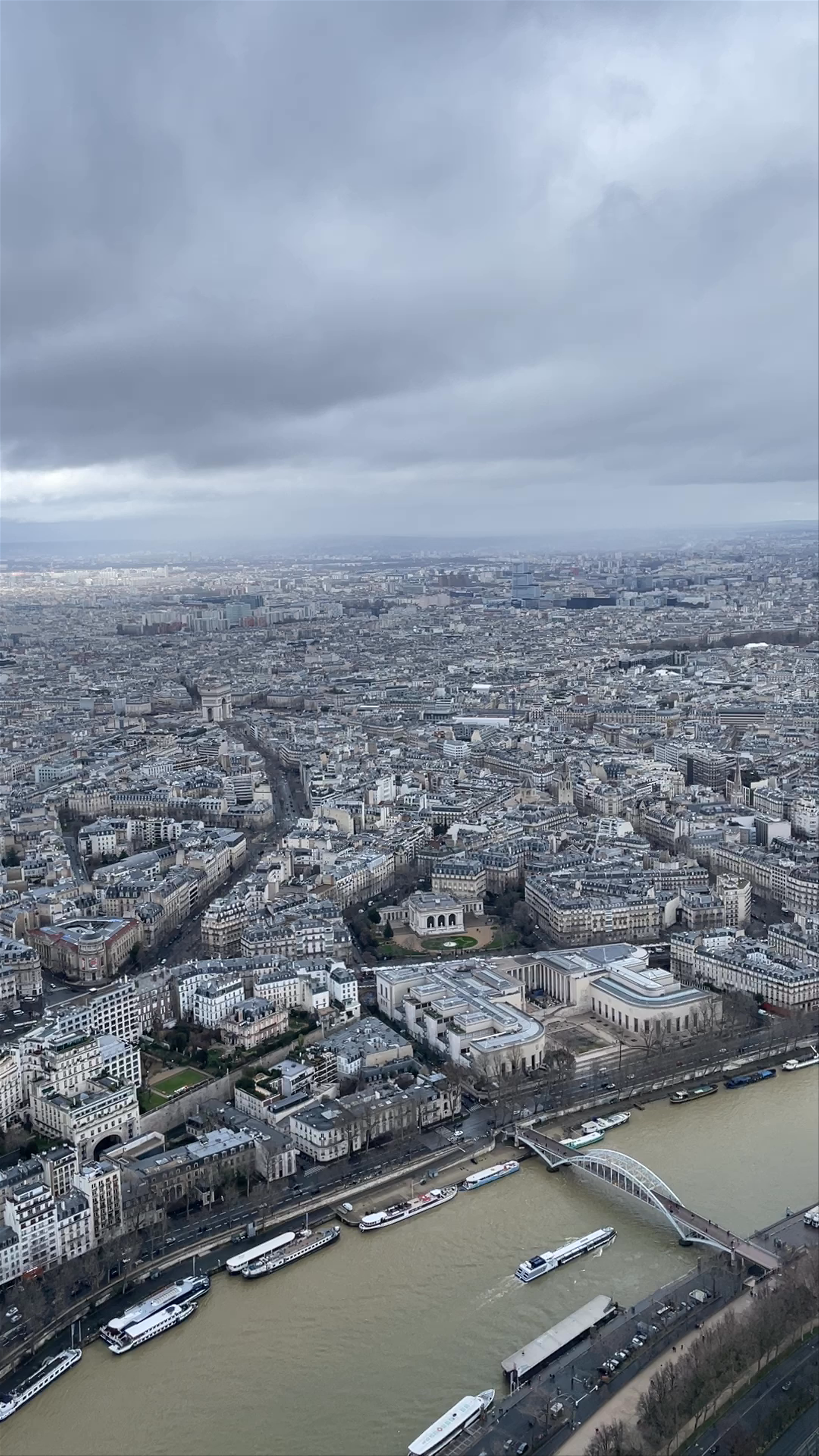 Paris Skyline from the Eiffel Tower on a Moody Winter Afternoon