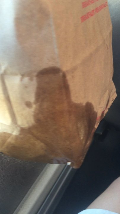 Jack in the Box - Drenched oil on the bag from the fries - Burgers Near Me - Van Nuys, California