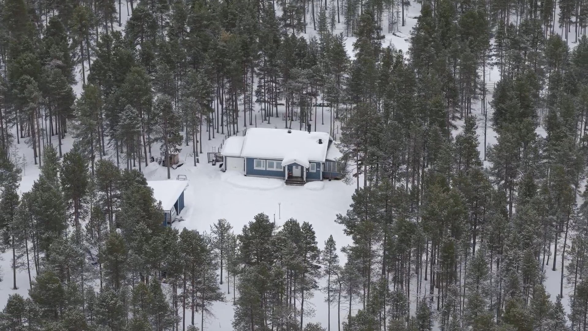 Snowy Cabin Exterior